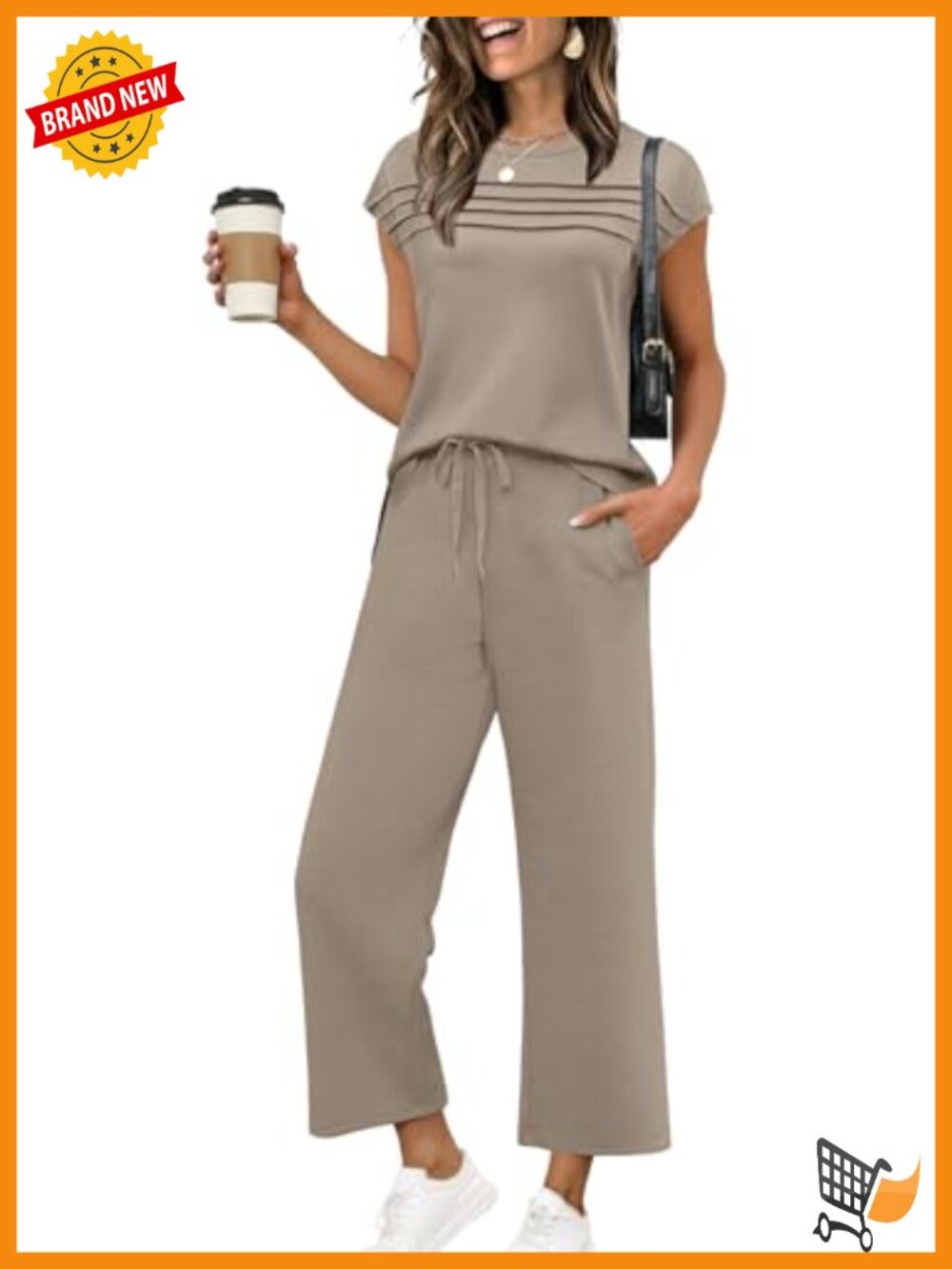Women's Cap Sleeve Two Piece Set Wide Leg Pants Lounge Matching Outfit